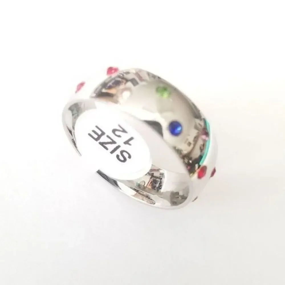 Men’s 316L stainless steel gay pride rainbow band ring size‎ 11